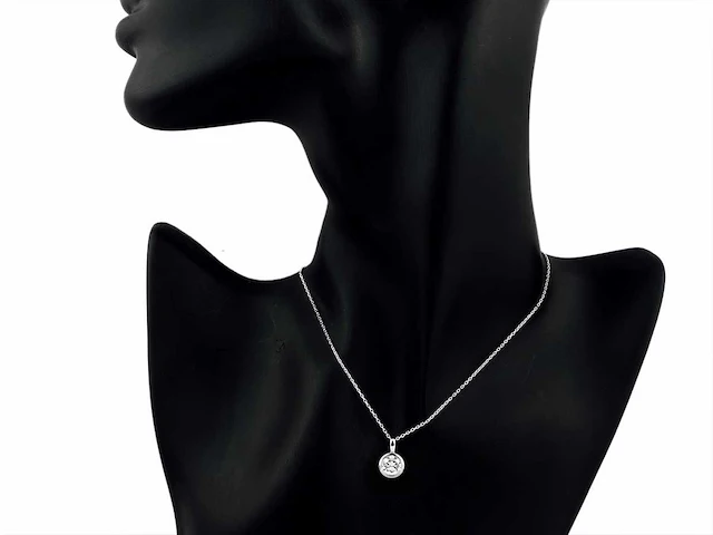 14 kt witgouden ketting met hanger van 2,10 cts en laboratoriumgekweekte diamant - afbeelding 7 van  9
