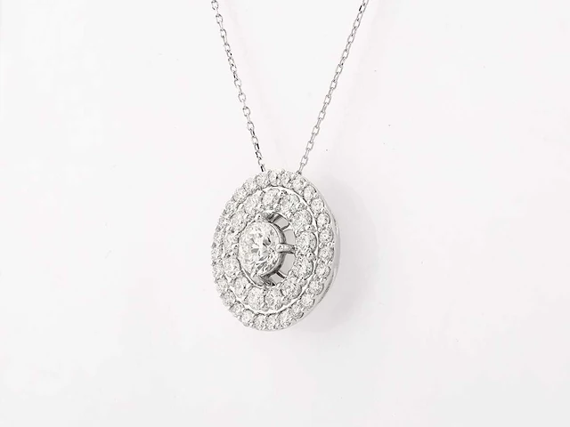 14 kt witgouden ketting met hanger van 2,57 cts laboratoriumgekweekte diamant - afbeelding 2 van  8