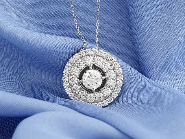 14 kt witgouden ketting met hanger van 2,57 cts laboratoriumgekweekte diamant - afbeelding 4 van  8