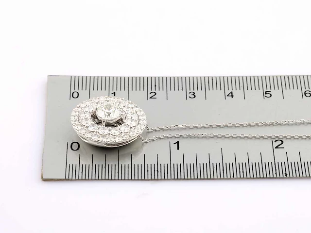 14 kt witgouden ketting met hanger van 2,57 cts laboratoriumgekweekte diamant - afbeelding 5 van  8