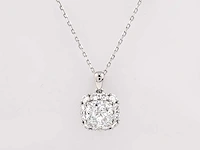 14 kt witgouden ketting met hanger van 2,67 cts laboratoriumgekweekte diamant