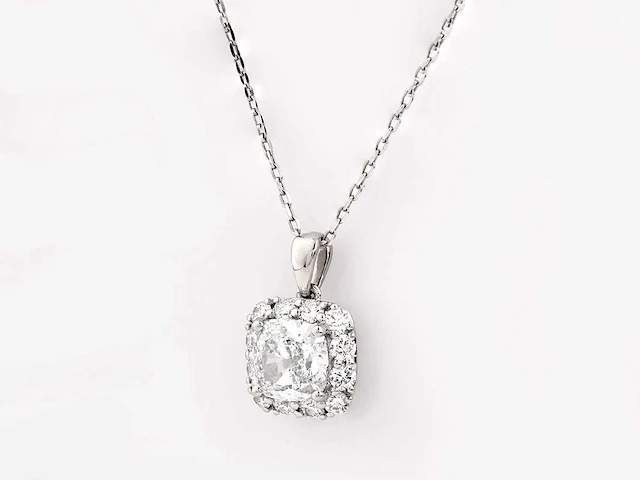 14 kt witgouden ketting met hanger van 2,67 cts laboratoriumgekweekte diamant - afbeelding 2 van  8