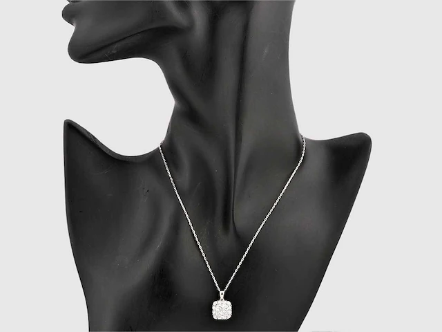 14 kt witgouden ketting met hanger van 2,67 cts laboratoriumgekweekte diamant - afbeelding 4 van  8