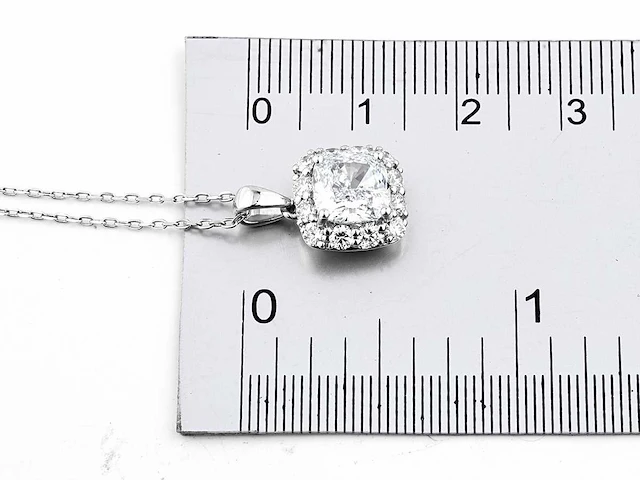 14 kt witgouden ketting met hanger van 2,67 cts laboratoriumgekweekte diamant - afbeelding 5 van  8