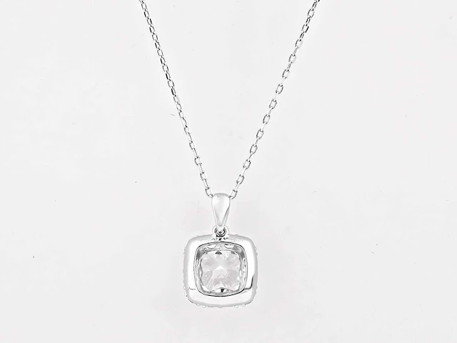 14 kt witgouden ketting met hanger van 2,67 cts laboratoriumgekweekte diamant - afbeelding 7 van  8