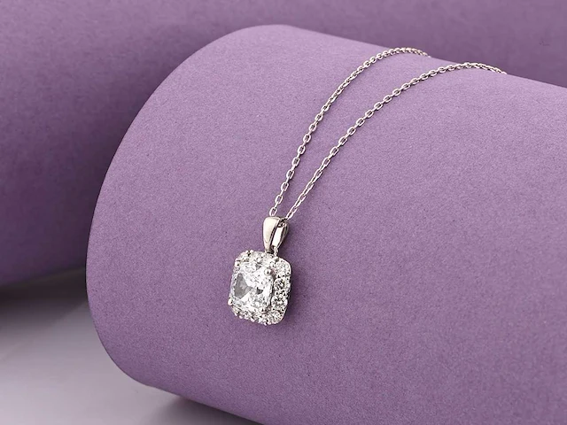 14 kt witgouden ketting met hanger van 2,67 cts laboratoriumgekweekte diamant - afbeelding 8 van  8