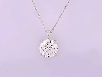 14 kt witgouden ketting met hanger van 3,11 cts laboratoriumgekweekte diamant