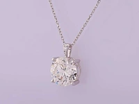 14 kt witgouden ketting met hanger van 3,11 cts laboratoriumgekweekte diamant - afbeelding 2 van  8
