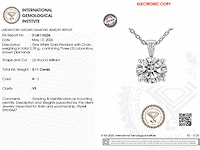 14 kt witgouden ketting met hanger van 3,11 cts laboratoriumgekweekte diamant - afbeelding 3 van  8