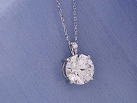 14 kt witgouden ketting met hanger van 3,11 cts laboratoriumgekweekte diamant - afbeelding 4 van  8