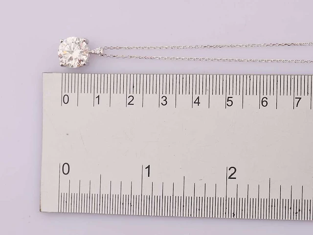 14 kt witgouden ketting met hanger van 3,11 cts laboratoriumgekweekte diamant - afbeelding 6 van  8