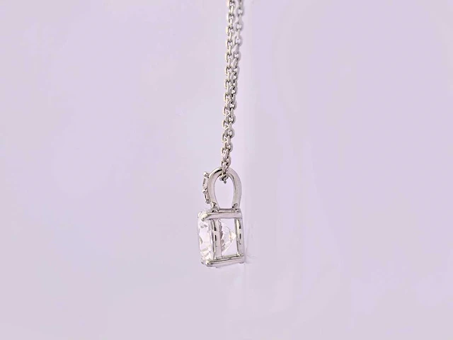 14 kt witgouden ketting met hanger van 3,11 cts laboratoriumgekweekte diamant - afbeelding 7 van  8