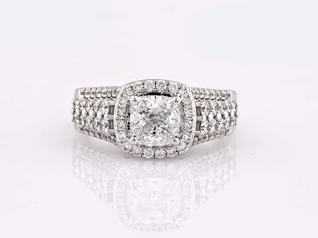 14 kt witgouden ring met 1,97 cts laboratoriumgekweekte diamant - afbeelding 2 van  6