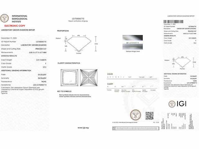 14 kt witgouden ring met 2,01 cts laboratoriumgekweekte diamant - afbeelding 3 van  9