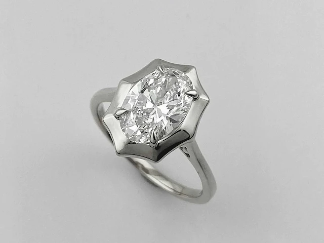 14 kt witgouden ring met 2,04 cts laboratoriumgekweekte diamant - afbeelding 2 van  11
