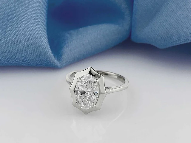 14 kt witgouden ring met 2,04 cts laboratoriumgekweekte diamant - afbeelding 3 van  11