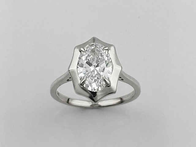 14 kt witgouden ring met 2,04 cts laboratoriumgekweekte diamant - afbeelding 1 van  11