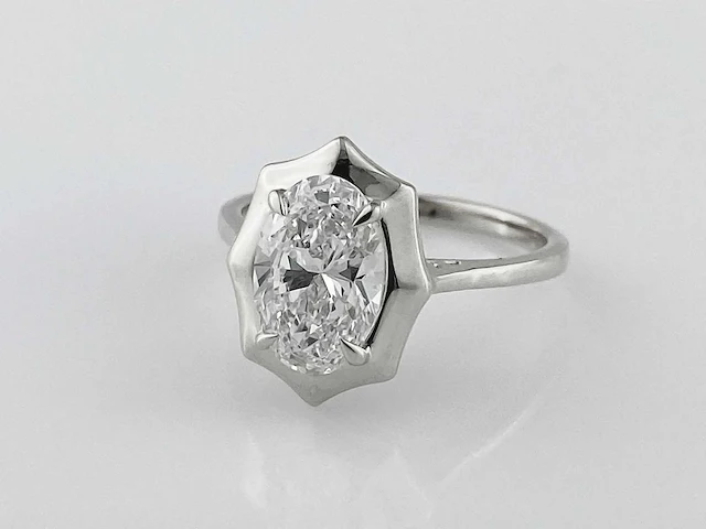 14 kt witgouden ring met 2,04 cts laboratoriumgekweekte diamant - afbeelding 4 van  11