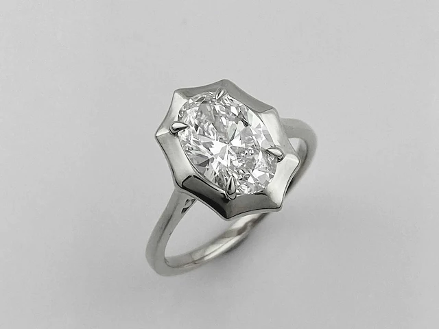 14 kt witgouden ring met 2,04 cts laboratoriumgekweekte diamant - afbeelding 8 van  11