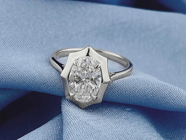 14 kt witgouden ring met 2,04 cts laboratoriumgekweekte diamant - afbeelding 10 van  11
