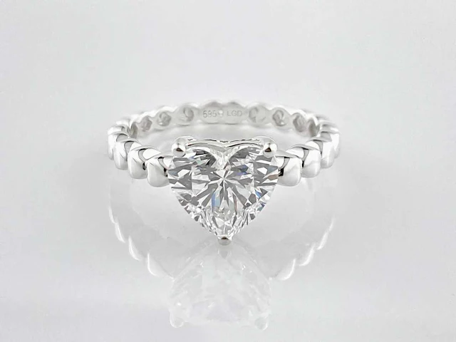 14 kt witgouden ring met 2,05 cts laboratoriumgekweekte diamant - afbeelding 1 van  9