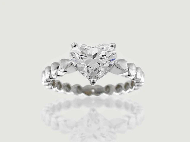 14 kt witgouden ring met 2,05 cts laboratoriumgekweekte diamant - afbeelding 2 van  9