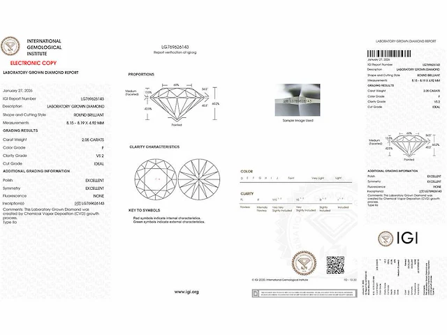 14 kt witgouden ring met 2,05 cts laboratoriumgekweekte diamant - afbeelding 4 van  10
