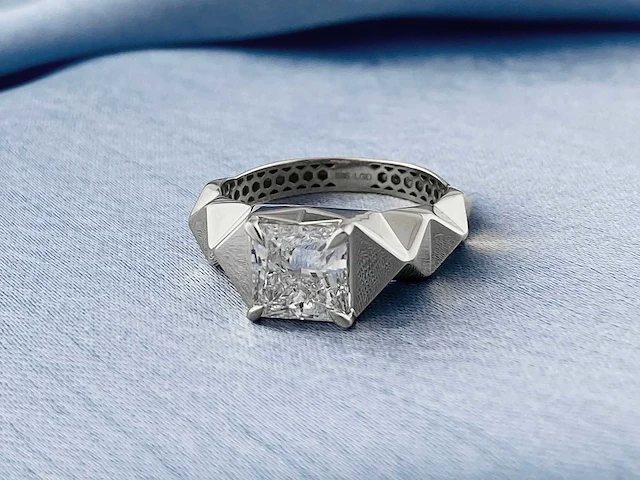 14 kt witgouden ring met 2,07 cts laboratoriumgekweekte diamant - afbeelding 3 van  11