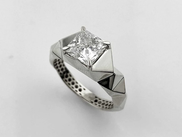 14 kt witgouden ring met 2,07 cts laboratoriumgekweekte diamant - afbeelding 6 van  11