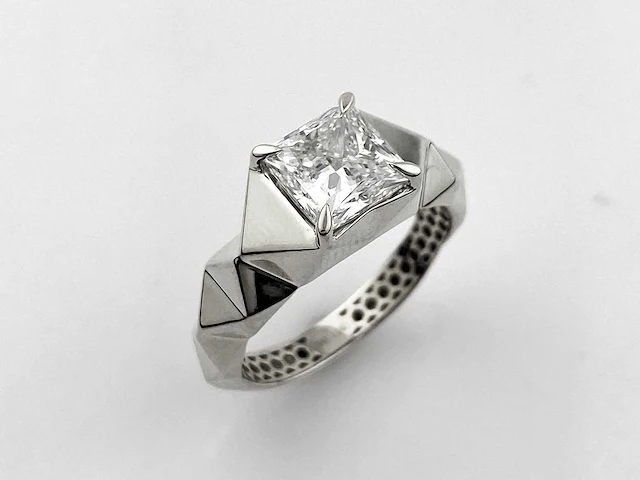 14 kt witgouden ring met 2,07 cts laboratoriumgekweekte diamant - afbeelding 7 van  11