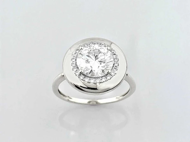 14 kt witgouden ring met 2,12 cts laboratoriumgekweekte diamant - afbeelding 2 van  8