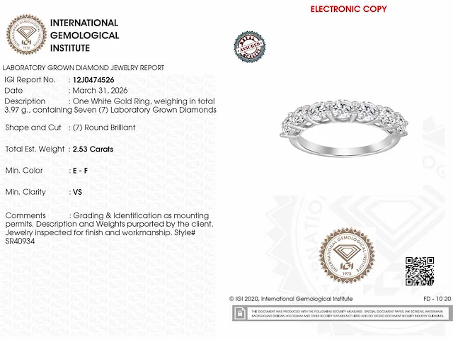 14 kt witgouden ring met 2,53 cts laboratoriumgekweekte diamant - afbeelding 4 van  8