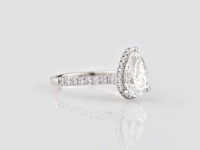 14 kt witgouden ring met 2,54 cts laboratoriumgekweekte diamant - afbeelding 1 van  6