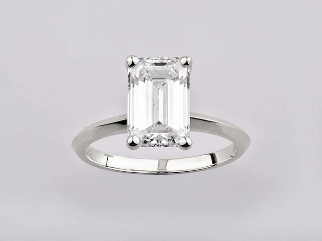 14 kt witgouden ring met 3,0 cts laboratoriumgekweekte diamant - afbeelding 1 van  8