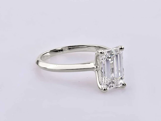 14 kt witgouden ring met 3,0 cts laboratoriumgekweekte diamant - afbeelding 6 van  8