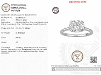 14 kt witgouden ring met 3,0 cts laboratoriumgekweekte diamant - afbeelding 3 van  7