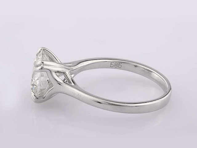 14 kt witgouden ring met 3,0 cts laboratoriumgekweekte diamant - afbeelding 6 van  7