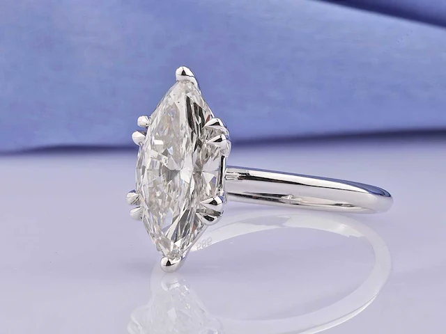 14 kt witgouden ring met 3,04 cts laboratoriumgekweekte diamant - afbeelding 2 van  10