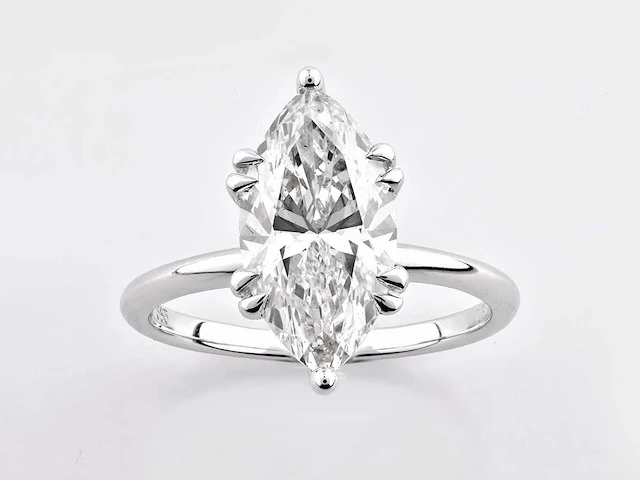 14 kt witgouden ring met 3,04 cts laboratoriumgekweekte diamant - afbeelding 1 van  10