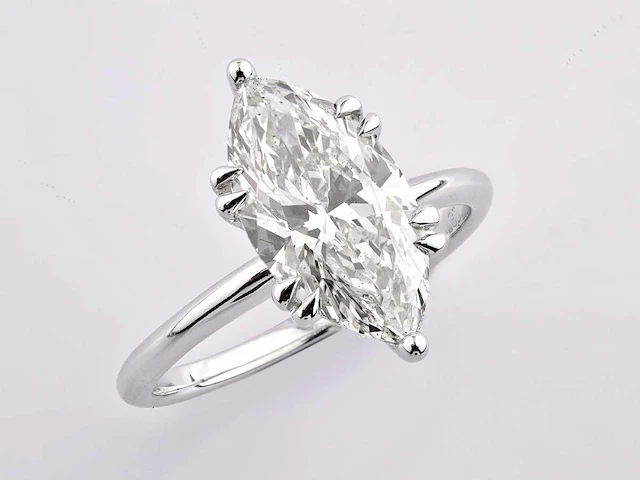 14 kt witgouden ring met 3,04 cts laboratoriumgekweekte diamant - afbeelding 3 van  10