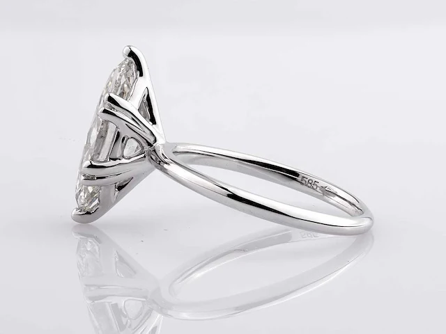 14 kt witgouden ring met 3,04 cts laboratoriumgekweekte diamant - afbeelding 10 van  10