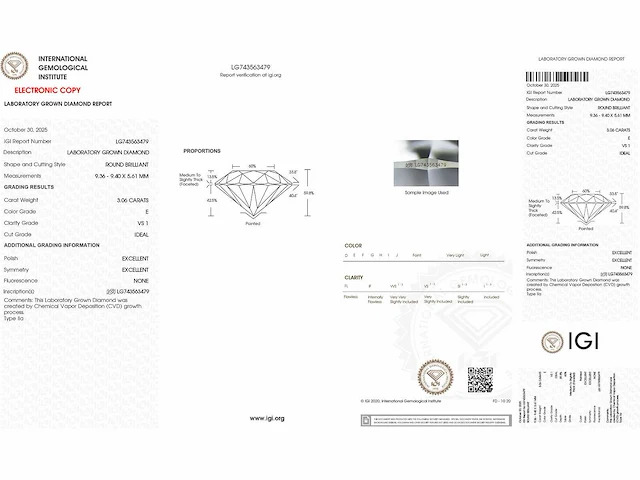 14 kt witgouden ring met 3,06 cts laboratoriumgekweekte diamant - afbeelding 3 van  9