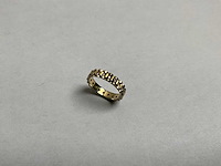 14k gouden biclor ‘rolex ring’, bezet met 20 briljant geslepen diamant 0,2ct (2,6 gram)