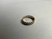 14k gouden biclor ‘rolex ring’, bezet met 20 briljant geslepen diamant 0,2ct (2,6 gram) - afbeelding 3 van  5