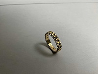 14k gouden biclor ‘rolex ring’, bezet met 20 briljant geslepen diamant 0,2ct (2,6 gram) - afbeelding 5 van  5