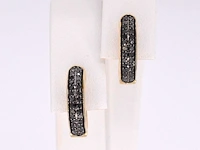 14k gouden oorbellen, zwarte diamant 0.35 ct, kleurbehandeld - afbeelding 1 van  8