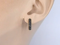 14k gouden oorbellen, zwarte diamant 0.35 ct, kleurbehandeld - afbeelding 2 van  8