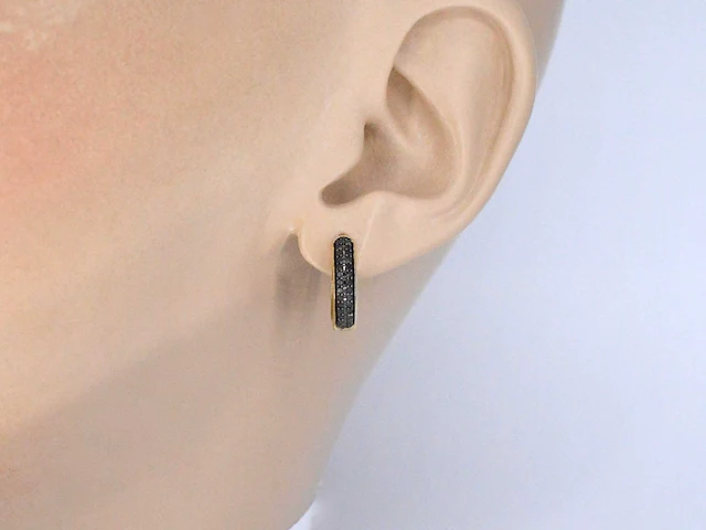 14k gouden oorbellen, zwarte diamant 0.35 ct, kleurbehandeld - afbeelding 3 van  8