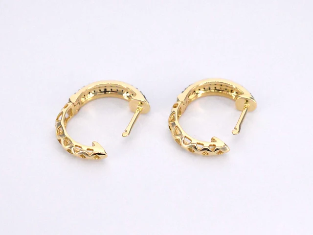 14k gouden oorbellen, zwarte diamant 0.35 ct, kleurbehandeld - afbeelding 6 van  8