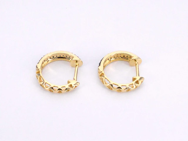 14k gouden oorbellen, zwarte diamant 0.35 ct, kleurbehandeld - afbeelding 7 van  8